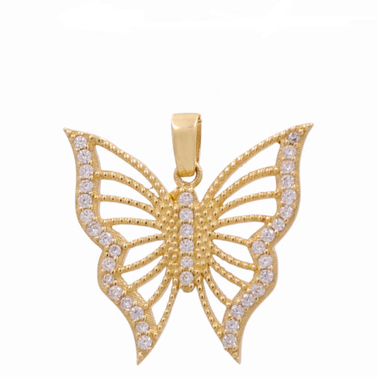 14K Yellow Gold  Butterfly Pendant with Cz / Weight: 2.3 GR / CPPD4BT