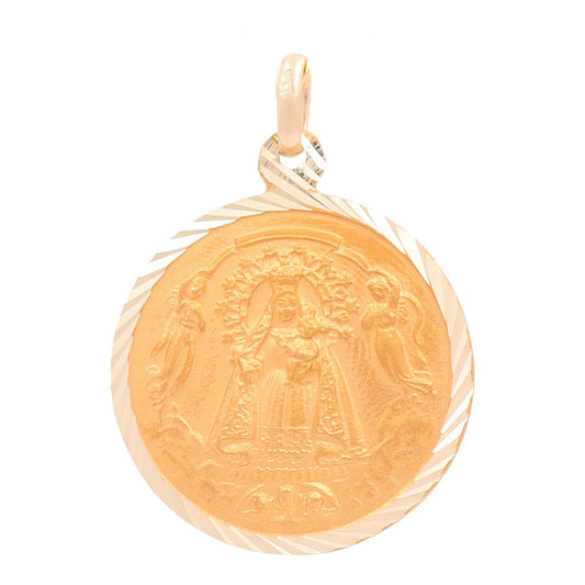 14K Yellow Gold Medal with Virgen de la Caridad Pendant / 24MM / Weight: 4.8 GR
