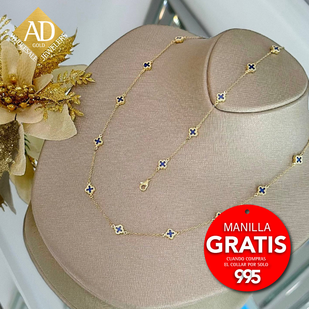14K Yellow Gold Black Clover Women Bracelet / Size: 7” / Weight: 3.9 GR