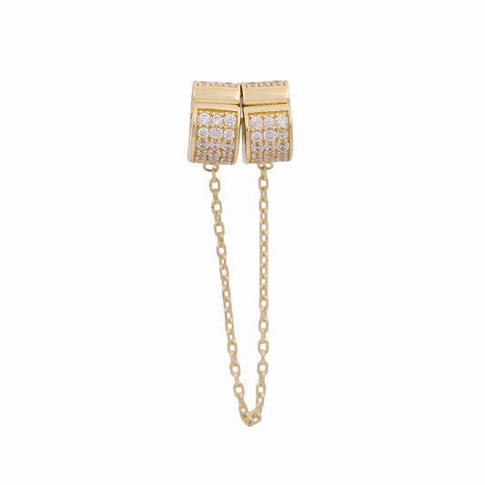 14K Yellow Gold Heart Safety Lock Charm with CZ/ Weight: 4.2 GR / Stone: Cz / P24CH-222