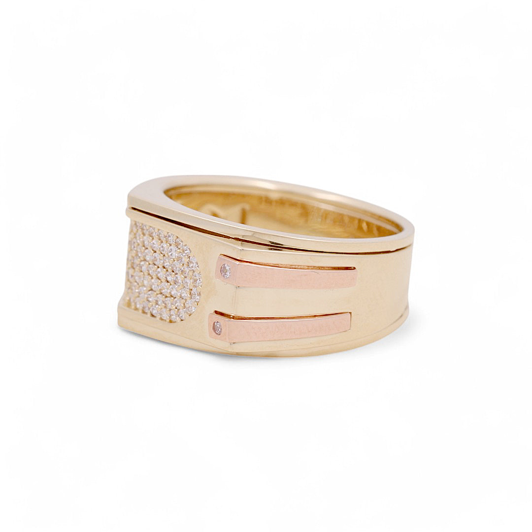 14K Yellow and Rose Gold Fashion Men's Ring / Stone: CZ / Size:10 / Weight: 9.8 GR / 711-00199