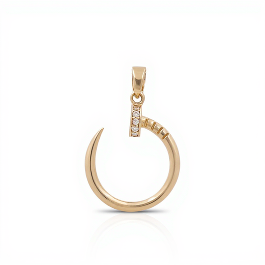 10K Yellow Gold Nail Pendant with Cz / Weight: 1.6 GR / CQPD0NL