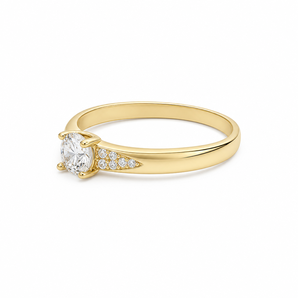14K Yellow Gold Women's Engagement Ring / Stone: Cz / Size: 7 / Weight: 1.9 GR / DQWR4ER-1