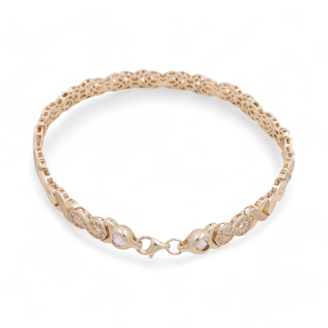 14K Yellow Gold Fashion Women's Bracelet With Infinity Cz / Size: 7.5" / Weight: 9 GR / COWB4IF