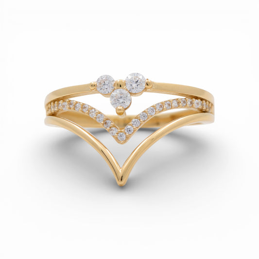 14K Yellow Gold Fashion Women's Ring with CZ / Size: 7.5 / Weight: 2 GR / Y24-536