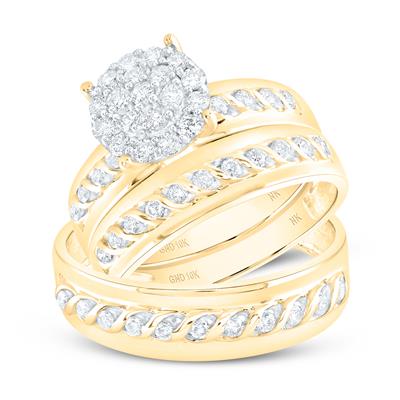 10K Yellow Gold Diamond Trio Wedding Set / Stone: 3/4 CTW / Size: 7 & 10 / 113171