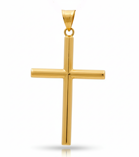14K Yellow Gold Plain Cross Pendant  / Weight: 1.4 GR / P66P-56