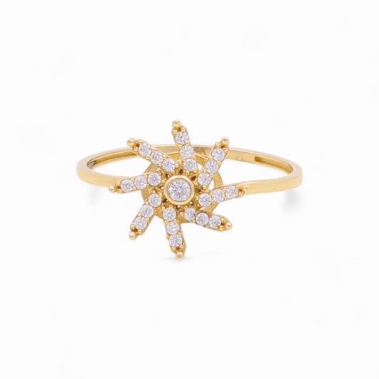 14k Flower Women's Ring with Cz / Weight 1.3 GR / BOWR4FL-2