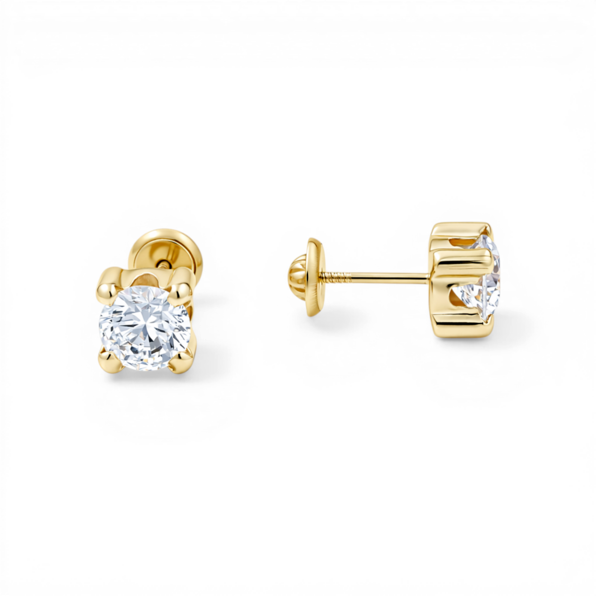 14k Yellow Gold Fashion Stud Earrings With Cz / 6-627501PS