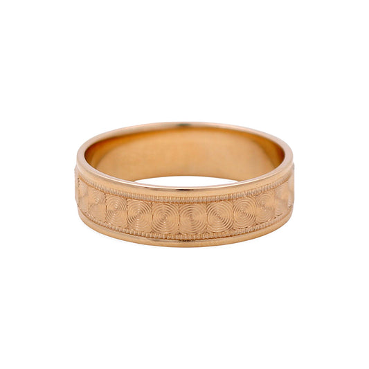 14K Yellow Gold Men’s Wedding Band with Design / Size: 10 / Weight: 4.5 GR / DEEMWB4DS-8