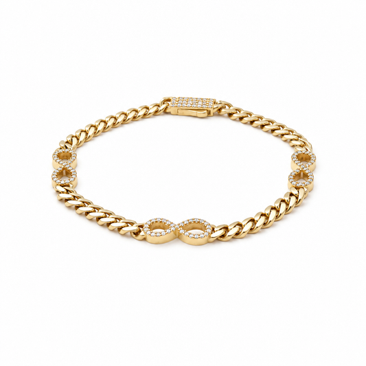 10K Yellow Gold Women's Infinity Bracelet With Cz / Size: 6.5" 4mm / Weight: 4.5 GR