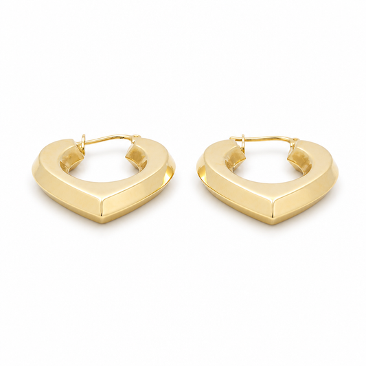 14K Yellow Gold Heart Hoops Earrings / Size: 30MM / Weight: 4.3 GR / IEEEH4HR