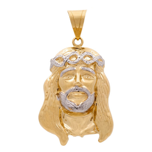 14K Yellow and White Gold Christ Head Pendant / Weight: 6.8 GR