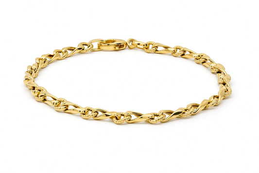 10K Yellow Gold Semisolid Italian Link Bracelet / Size: 7.5" / Weight: 3.3 GR / MR701BR