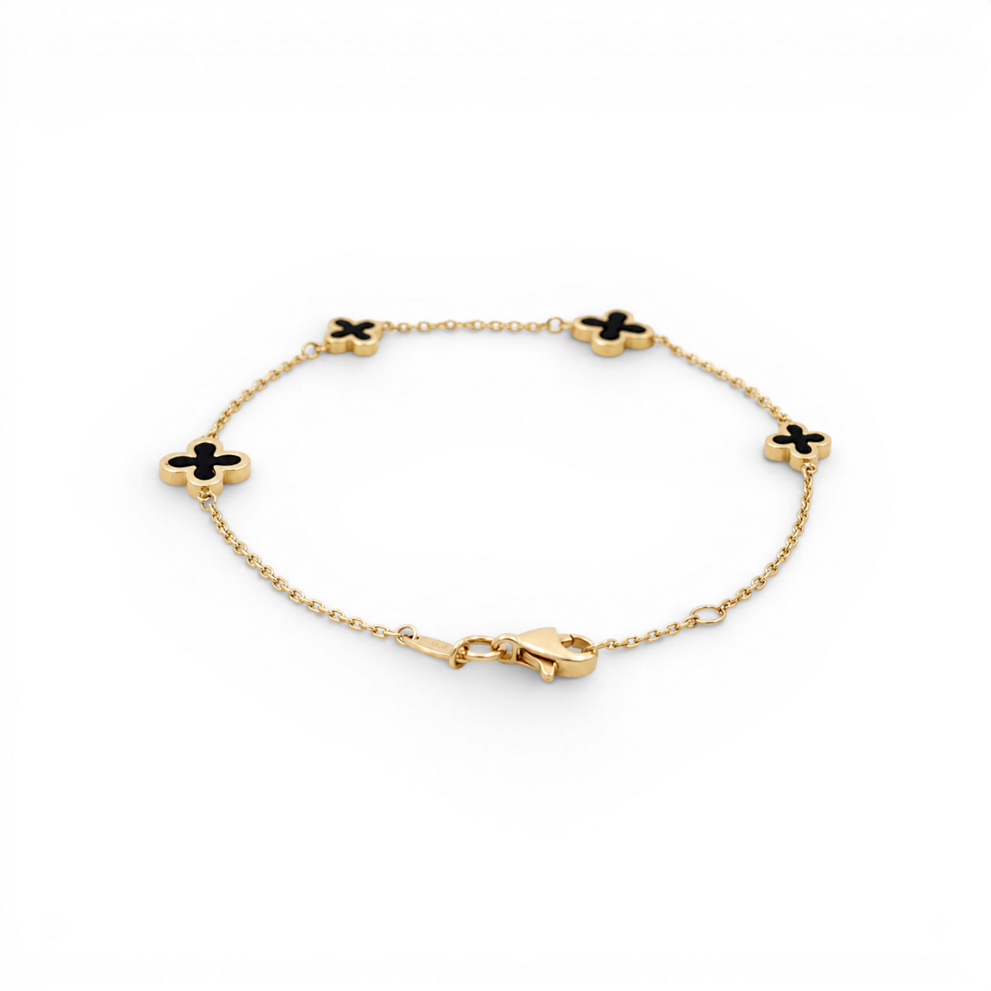 14K Yellow Gold Black Clover's Fashion Women's Bracelet / Size: 7'' / Weight: 2.3 GR / 401-01077