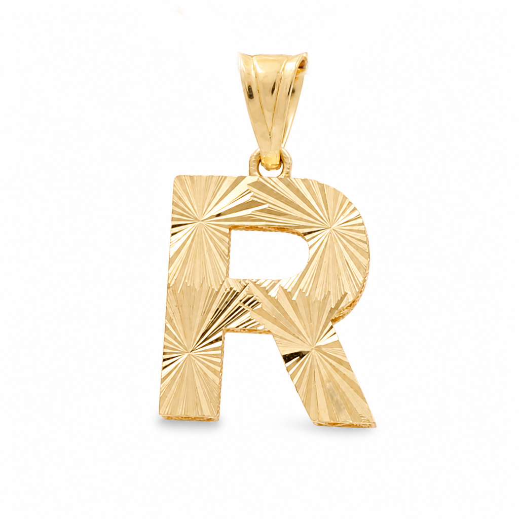 10K Yellow Gold Initial (R) Pendant / Size: Medium / Weight: 0.5 GR / DQPD0R