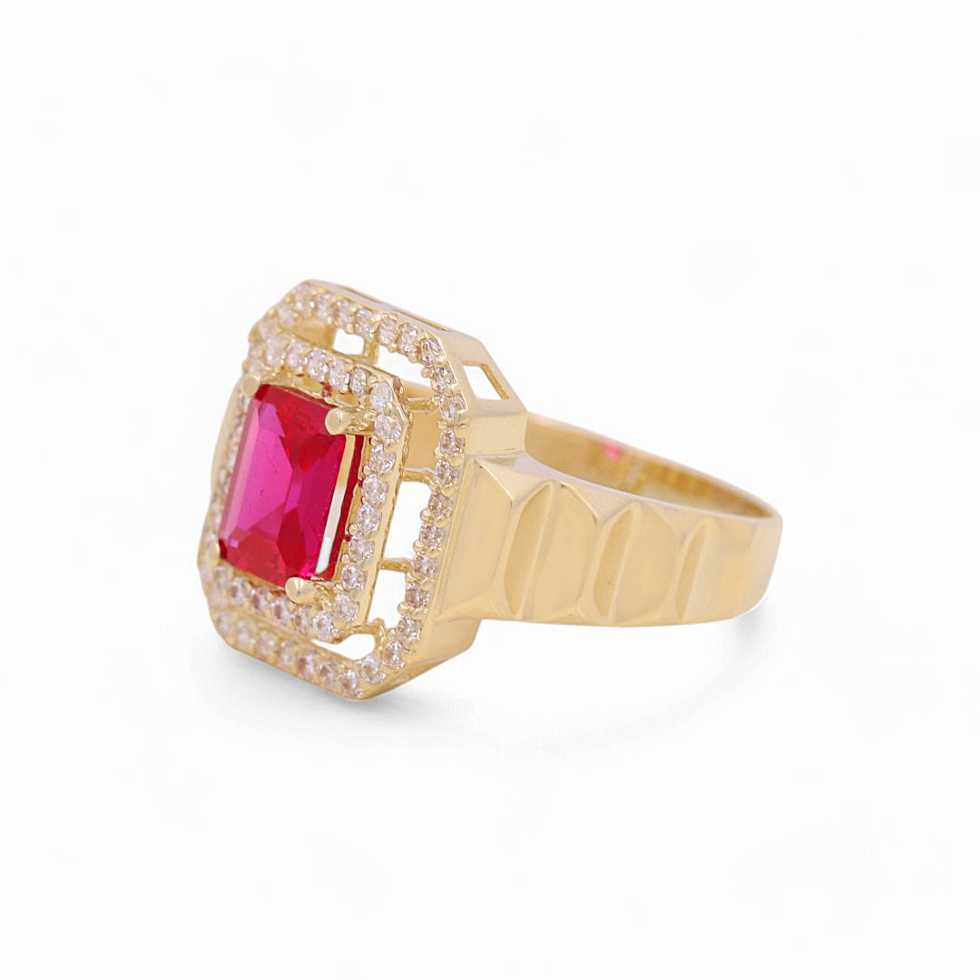 10K Yellow Gold Women's Fashion Ring with Pink Cz / Size: 7 / Weight: 2.6 GR / P53R-51