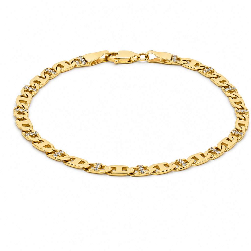10K Yellow Gold Marine Women's Bracelet with Cz / Size: 7.5'' / Weight: 5.5 GR / LLBWB0MR
