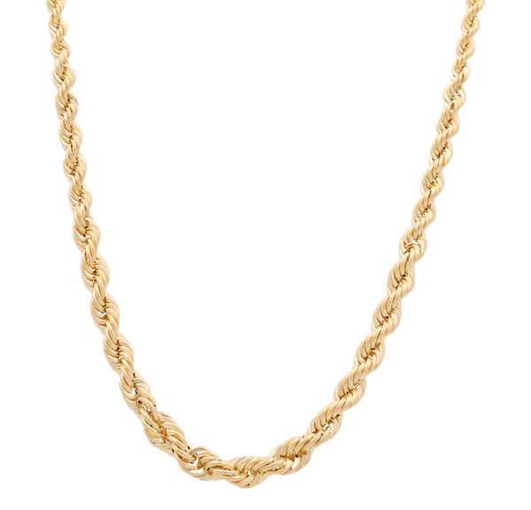 14K Yellow Gold Rope Link Chain / Size: 3.5mm 24" / Weight: 9 GR / HCC4RP3.5-24