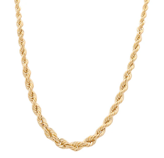 14K Yellow Gold Rope Link Chain / Size: 3.5mm 24" / Weight: 9 GR / HCC4RP3.5-24