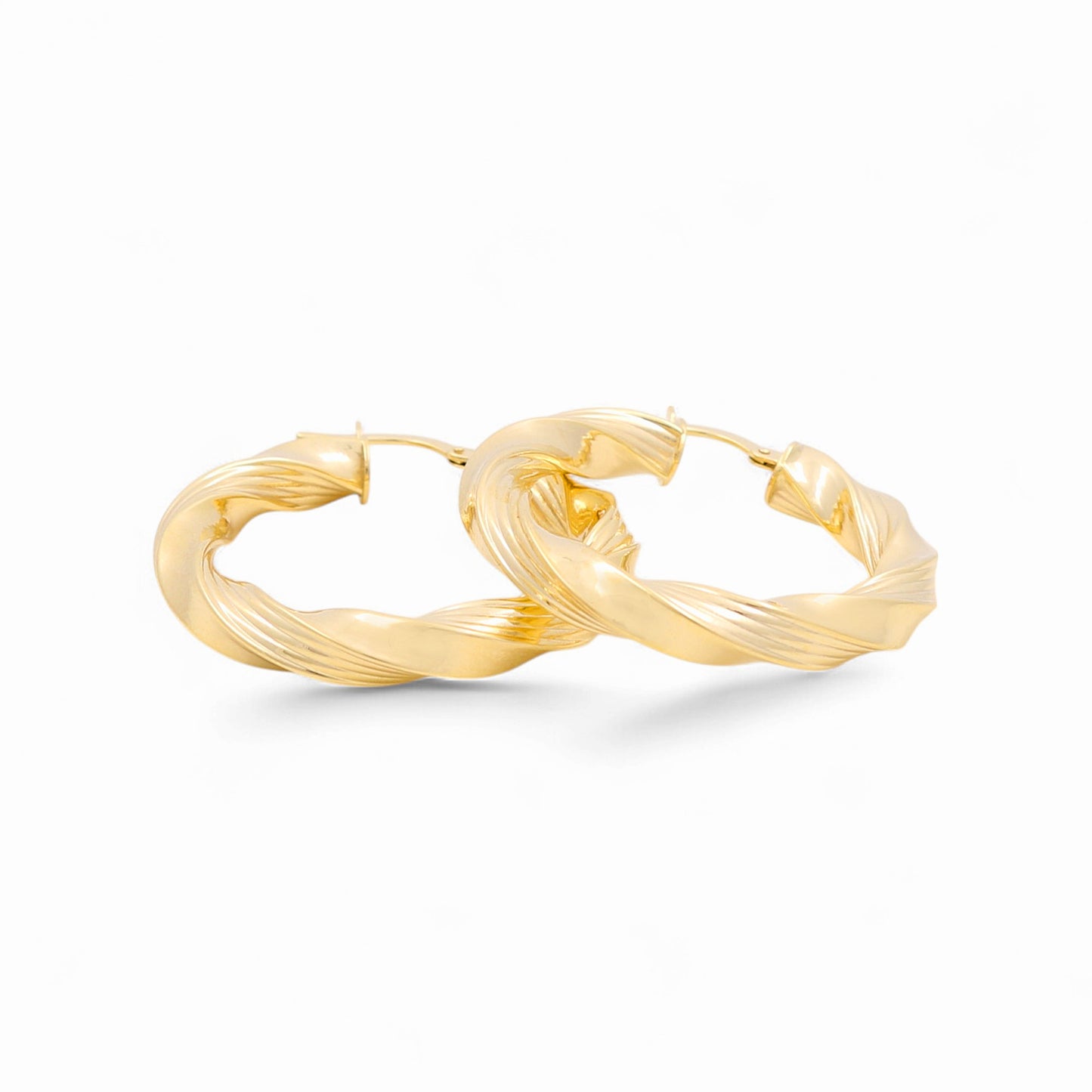 14K Yellow Gold Women's Twist Hoops Earrings / Size: 5mmx25mm / Weight: 4.5 GR / 240-00662