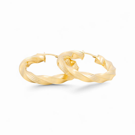 14K Yellow Gold Women's Twist Hoops Earrings / Size: 5mmx25mm / Weight: 4.5 GR / 240-00662