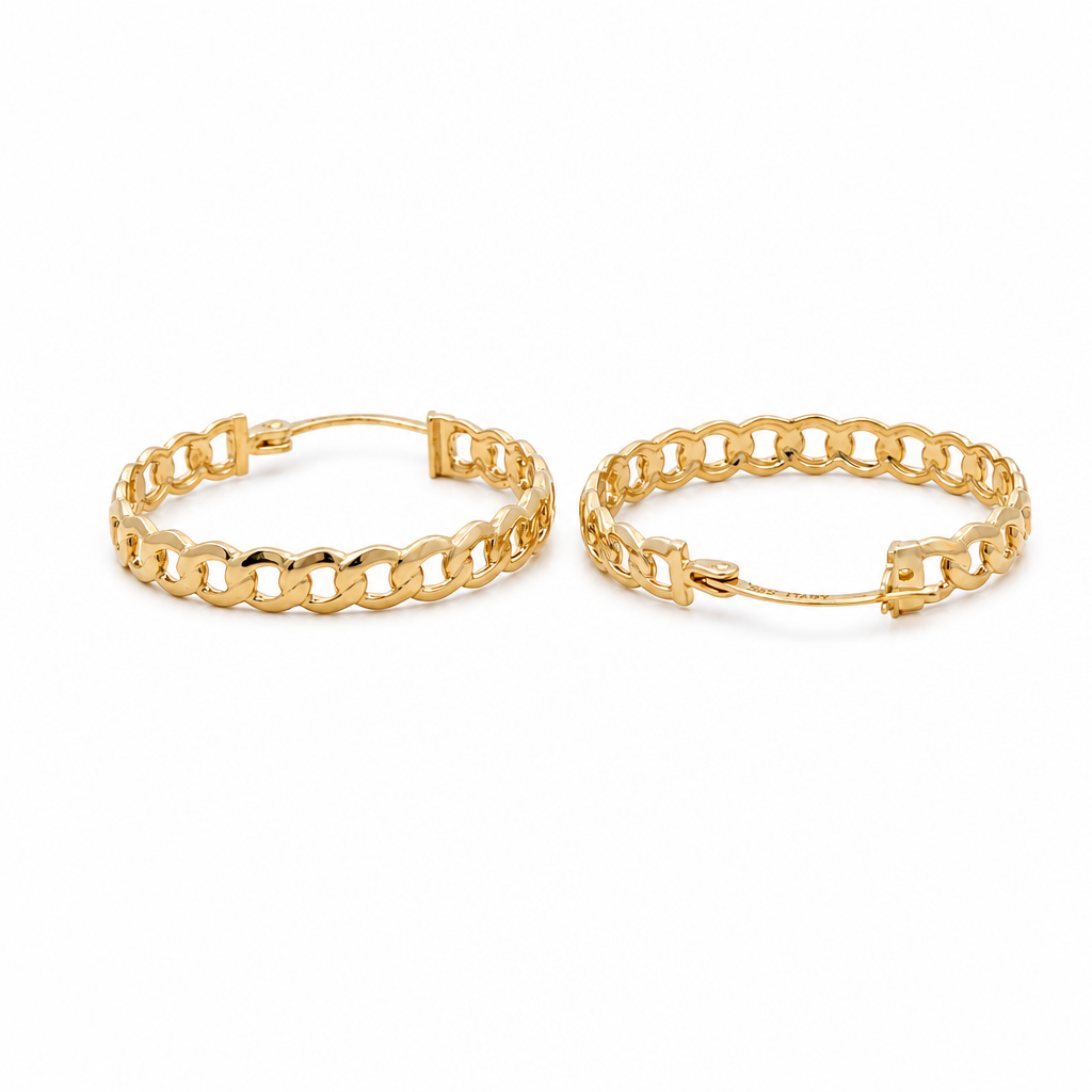 14K Yellow Gold Fashion Hoops Earrings / Size:3.5mm X 25.5mm / Weight: 3.9 GR / IEEEH4FS3.5X25.5