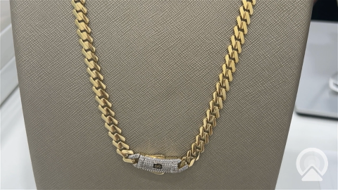 14K Yellow Gold Monaco Edge Chain / Stone: Cz / Size: 7mm 20" / Weight: 22.1gr / 301-61080-7mm.20"