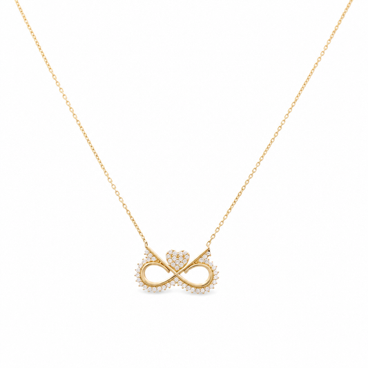 14K Yellow Gold Women's Necklace With Infiniti and Heart Pendant / Stone: Cz / Size: 17" / Weight: 2.7 GR
