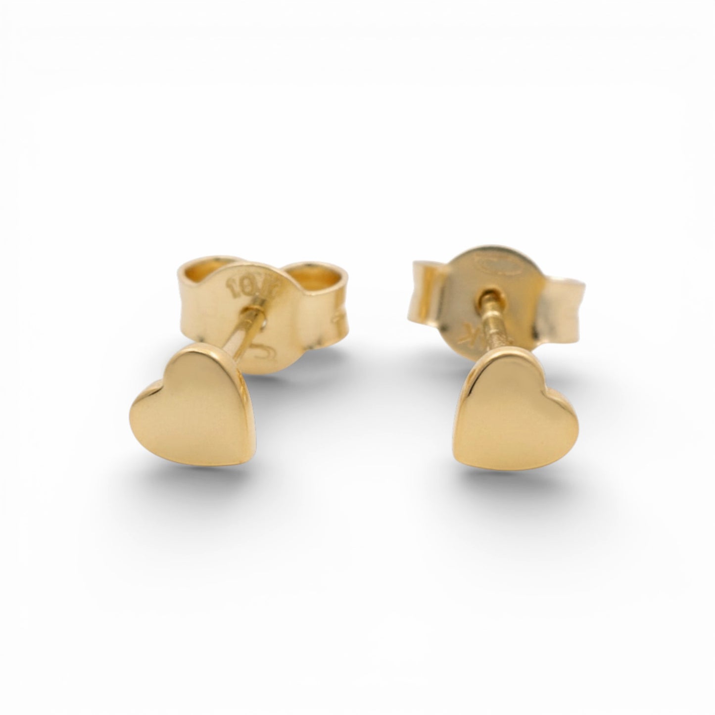 10K Yellow Gold Small Heart Stud Earrings with Cz / Weight: 0.8 GR
