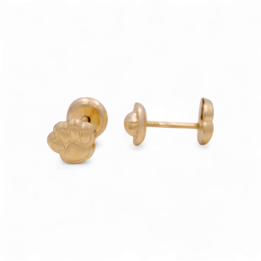 14k Yellow Gold Dog Print Stud Earrings / 6-320901PF