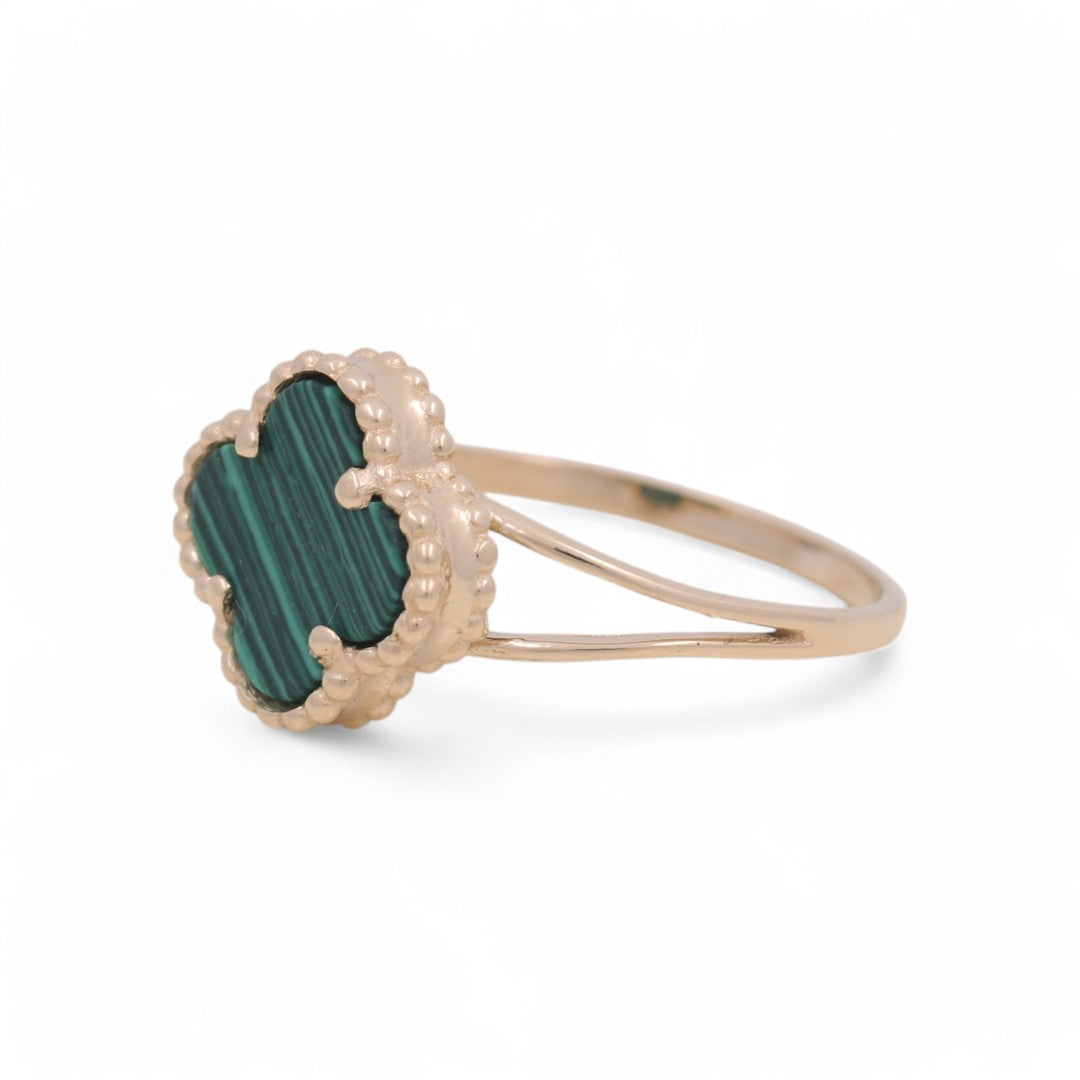 14K Yellow Gold Women’s Green Clover Ring / Size: 7.5 / Weight: 2.2 GR / BOWR4CLV-12