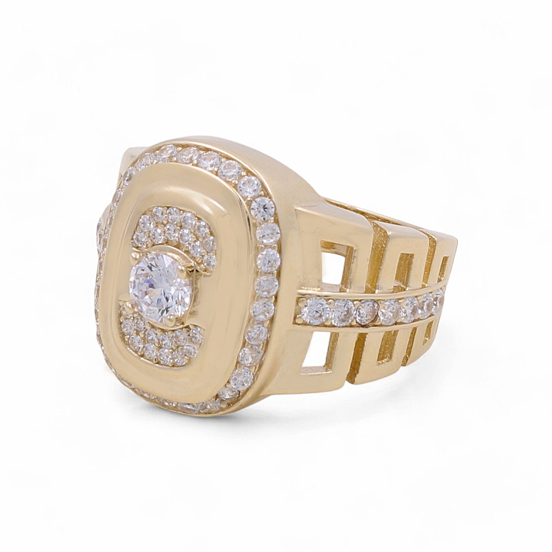 14K Yellow Gold Men’s Fashion Ring / CZ / Size 10 / Weight: 7.9 GR / COMR4FS-4