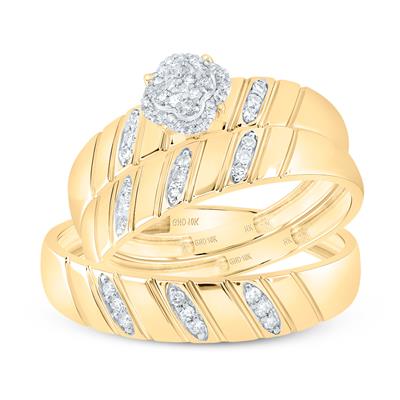 10K Yellow Gold Diamond Trio Bridal Set  / Size: sz:7 & sz:10 / 188369