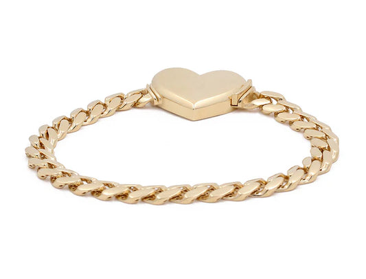 14K Yellow Gold Women's Heart Bracelet,  Monaco Link / Size: 7" / Weight: 13.8 GR / CCWB4HR-5