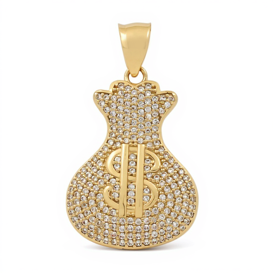 10K Yellow Gold Money Bag Pendant with Cz / Weight: 4.3 GR / BCAPD0FS