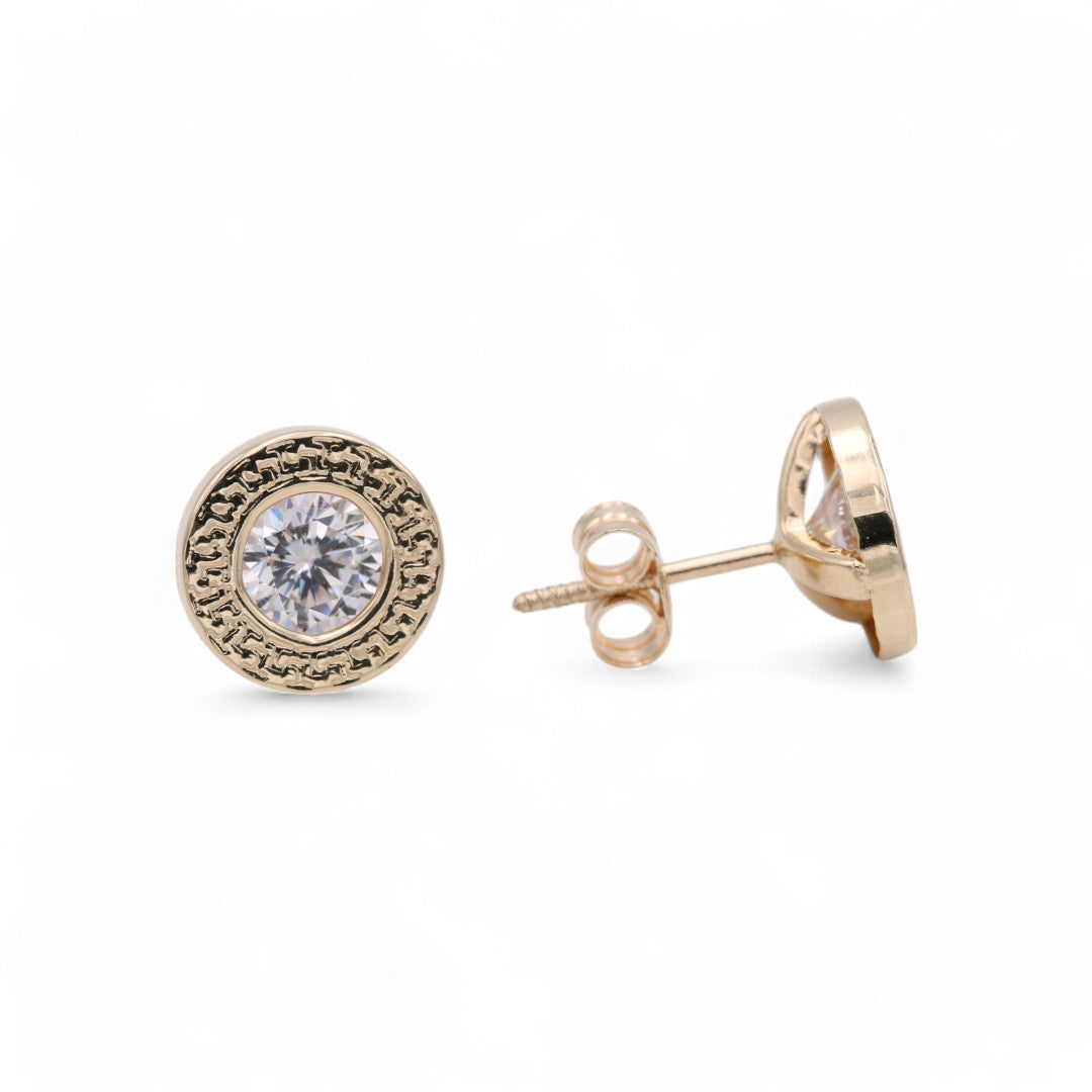 14k Yellow Gold Stud Earrings With Cz / 6-898101PS