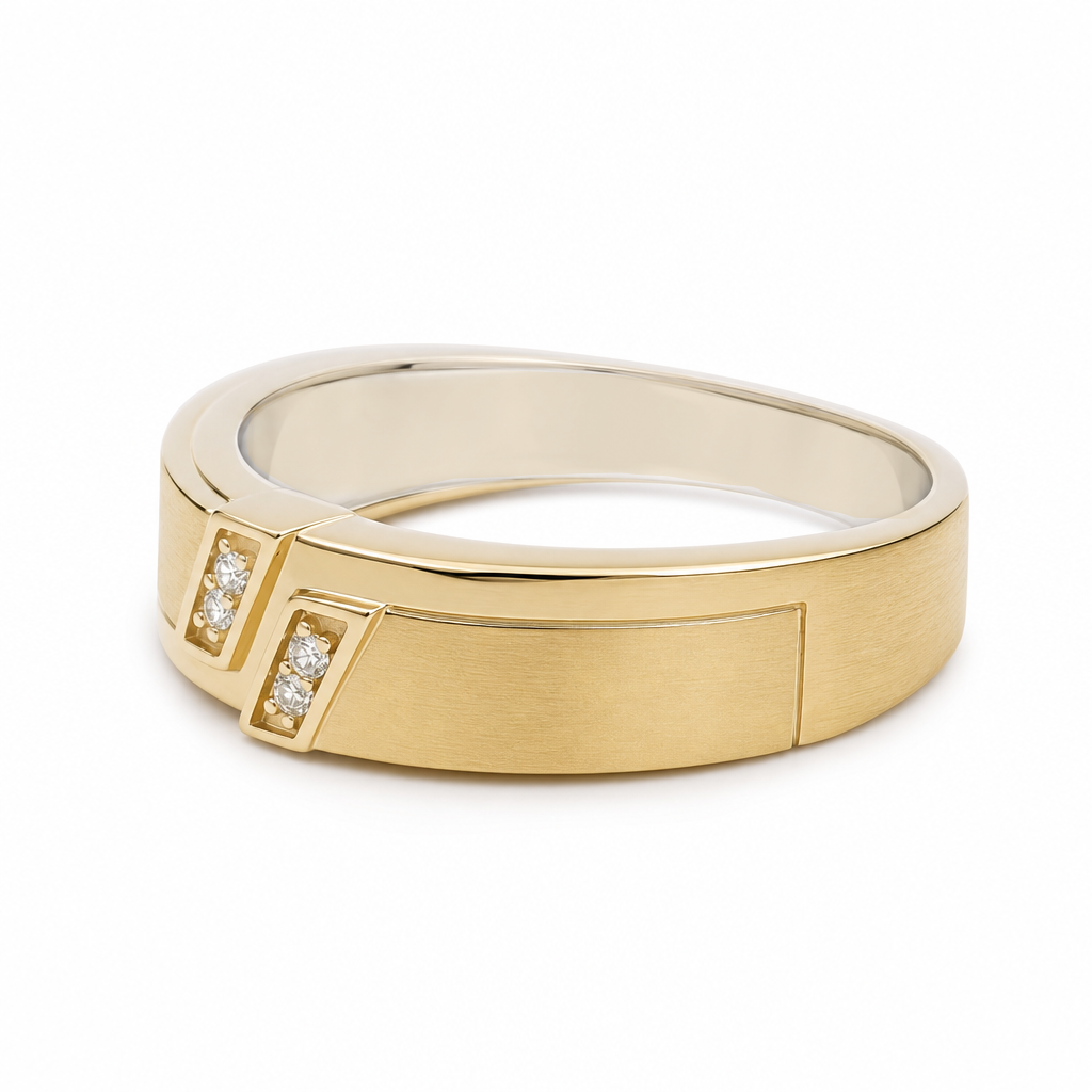 14K Yellow Gold Men's Wedding Band / Size:10 / Stone: Cz / Weight: 3.3GR