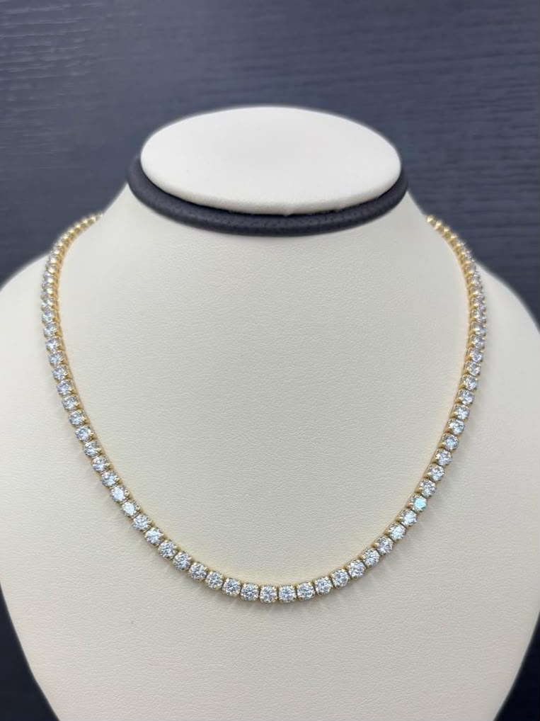 14K Yellow Gold Woman's Tennis Necklace with Cz Stones / Weight: 15.1gr / Size: 16" /