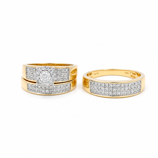 14K Yellow Gold Diamond Trio Set / Size: 7 / 10