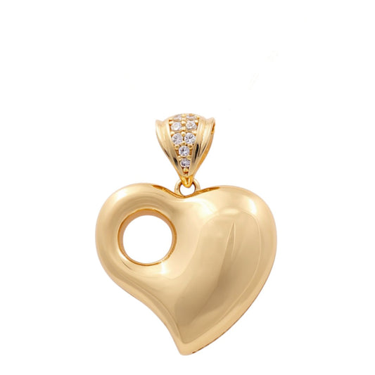 14K Yellow Gold Fashion Heart Pendant with Cz / Size: 20 MM / Weight: 3.2 GR / COPD4HR-10