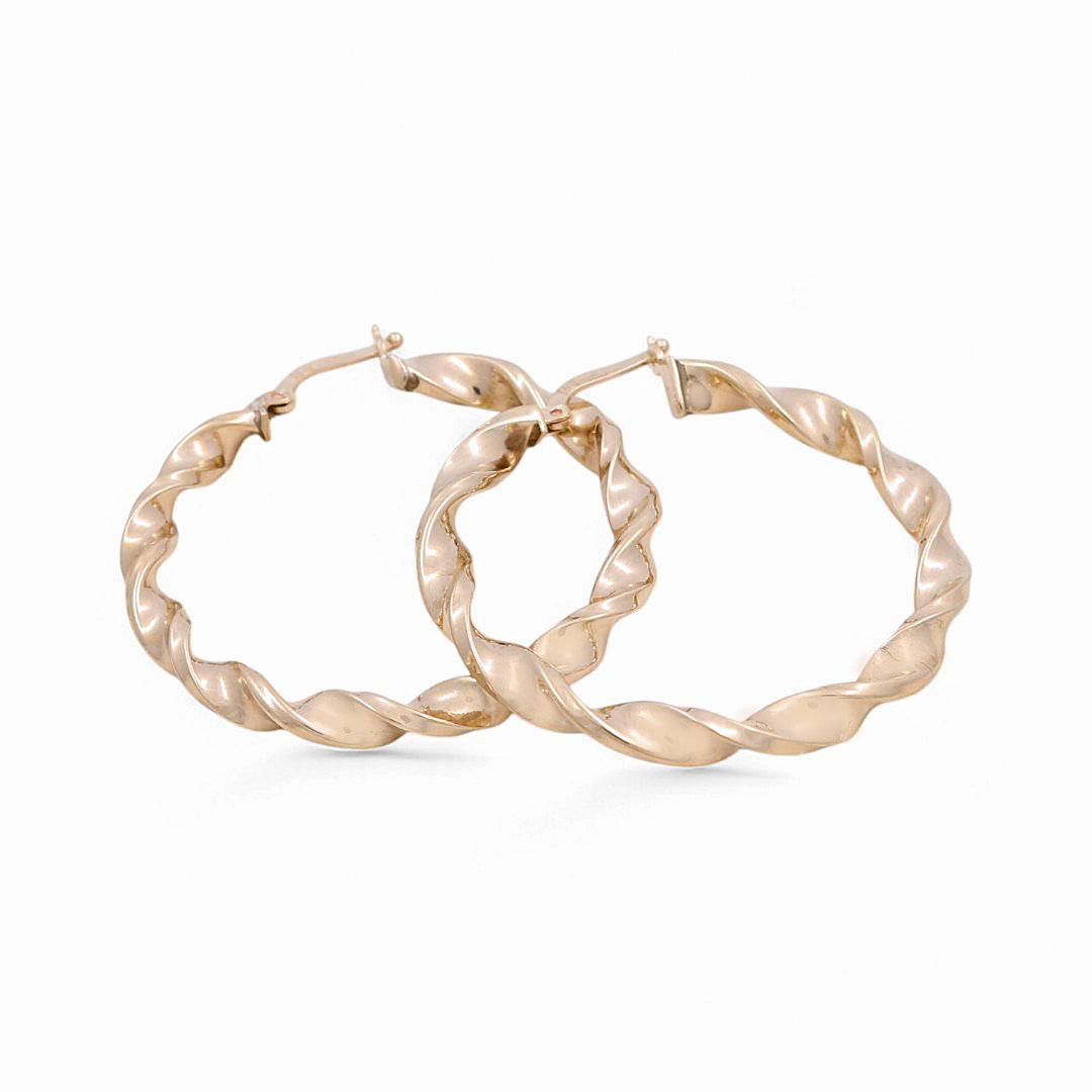 10K Yellow Gold Twist Hoops Earrings / Size: 4mm X 34mm / Weight: 3.8 GR / KOEH0TR4x34