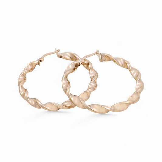 10K Yellow Gold Twisted Hoops Earrings / Size:3mm X 34mm / Weight:2.5gr / CAEH0TR3X34