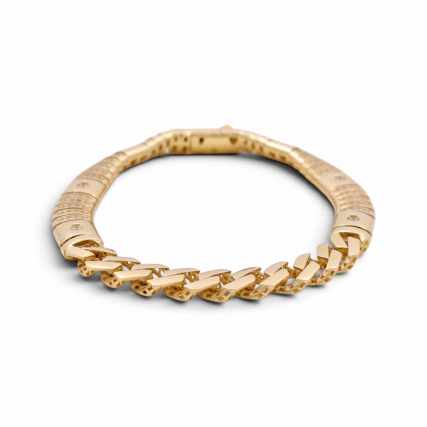 14K Yellow Gold Fashion Women's Bracelet with Cz / Size: 7" / Weight: 15.3 GR