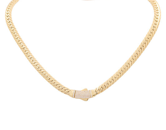 10K Yellow Gold Women's Fashion Cuban Link Necklace with CZ / Size: 7mm 17" / Weight: 19.2 GR / P10S-155