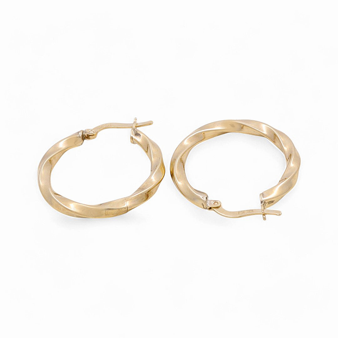 10K Yellow Gold Twist Hoops Earrings / Size: 3mm X 26.5mm / Weight: 2.8 GR / KOEH0TR3x26.5
