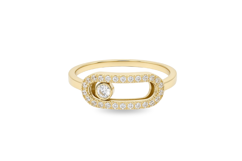 10K Yellow Gold Fashion MK Women's Ring with Cz / Size: 7 / Weight: 2 GR / DQWR0FS-129