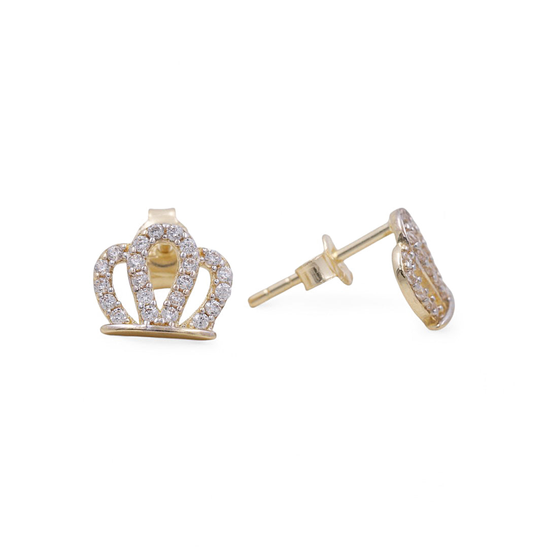 14K Yellow Gold Women’s Crown Earrings / Weight: 1.3 GR / COES4CZCR-4