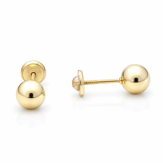 14k Yellow Gold Ball Stud Earrings / 6-B-6