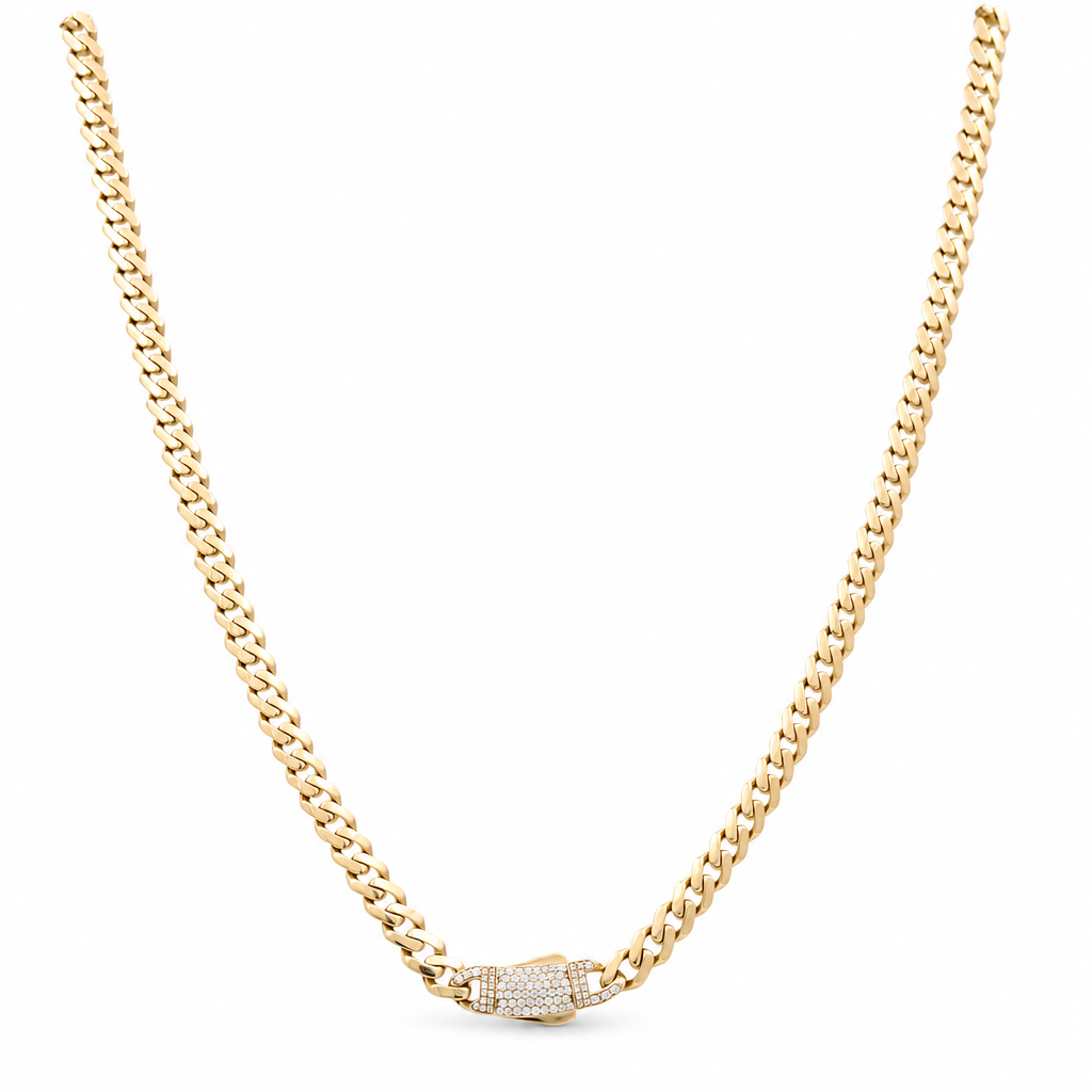 10K Yellow Gold Semisolid Monaco Chain / Size: 7.5mm-18" / Weight: 13.5 GR / HCACH0MON7.5-18